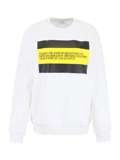 Calvin Klein Oversize Sweatshirt In White / Black Yellow Flag