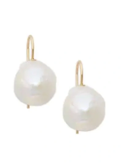 Saks Fifth Avenue 14k Yellow Gold & 20mm White Baroque Pearl Earrings
