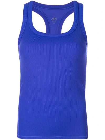 Alo Yoga Plain Sports Top In Blue