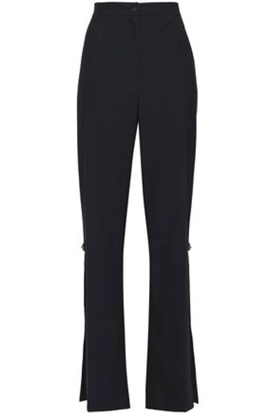 Dolce & Gabbana Woman Crystal-embellished Wool-blend Straight-leg Pants Black