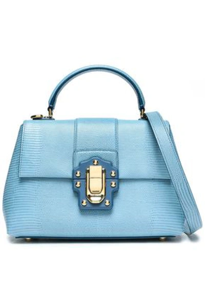 Dolce & Gabbana Woman Lizard-effect Leather Shoulder Bag Light Blue