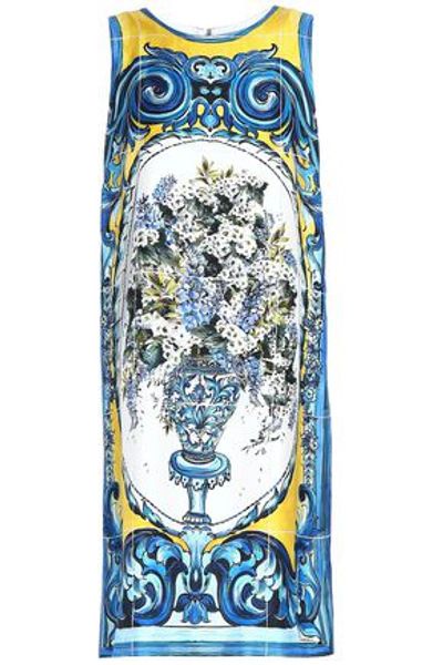 Dolce & Gabbana Woman Printed Silk-twill Dress Blue