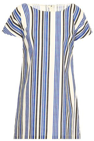 Dolce & Gabbana Woman Striped Cotton Mini Dress Royal Blue
