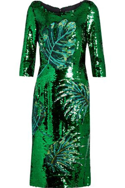 Dolce & Gabbana Embellished Mesh Dress In Green