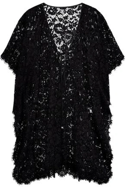 Dolce & Gabbana Woman Bow-detailed Corded Lace Coverup Black