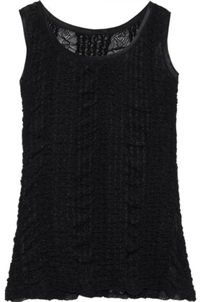 Dolce & Gabbana Satin-trimmed Ruched Lace Tank In Black