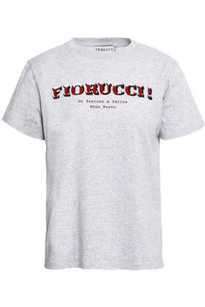 Fiorucci Woman Printed Mélange Cotton-jersey T-shirt Light Gray