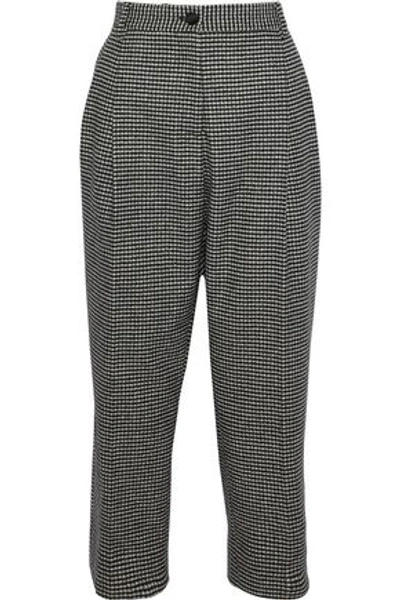 Dolce & Gabbana Woman Houndstooth Wool-blend Flannel Straight-leg Pants Black