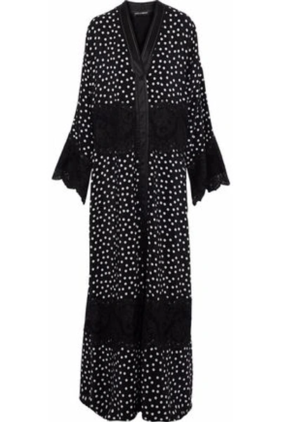 Dolce & Gabbana Woman Lace-paneled Polka-dot Silk-blend Gown Black