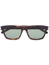 Saint Laurent Brown Rectangular Tortoiseshell Sunglasses