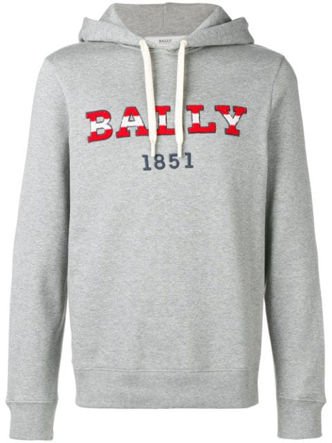 Bally Logo Hoodie In Grey | ModeSens