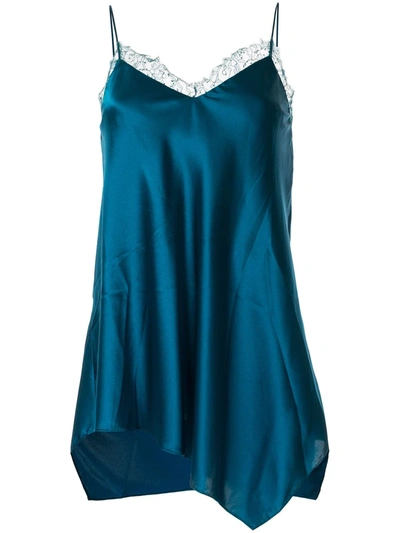 Jonathan Simkhai Lace-trimmed Mixed-silk Camisole In Blue