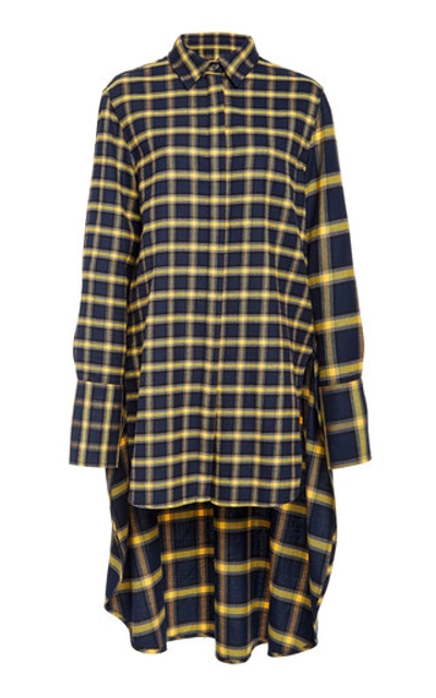 Monse High-low Plaid Cotton Shirt