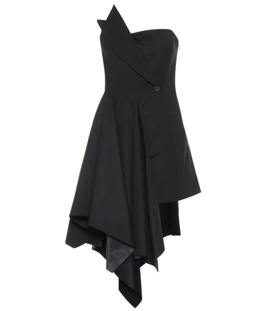 Monse Asymmetric Stretch-wool Dress In Black