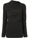 Acler Bailey Ruched Long-sleeve Top In Black