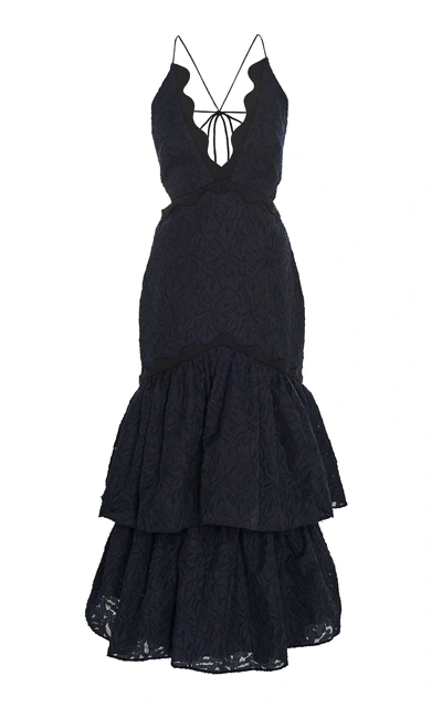 Acler Lacruise Tier-ruffle Lace Midi Dress In Black
