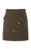 Acler Tana Asymmetrical Button-front Denim Skirt In Brown