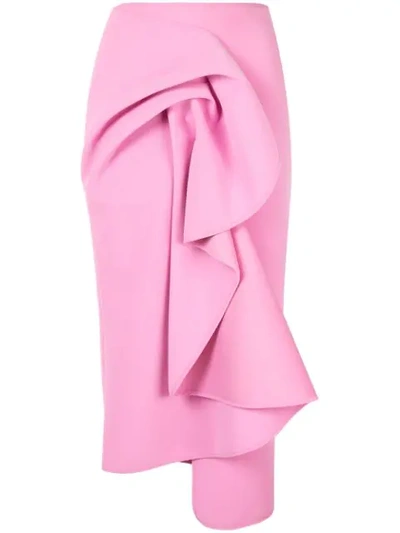 Acler Crawford Ruffled Wrap-effect Midi Skirt In Pink
