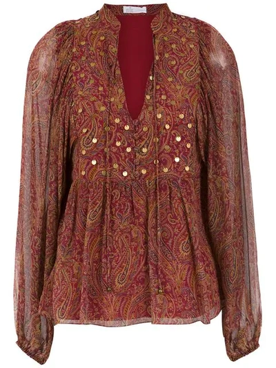 Nk Appliqué Blouse In Red