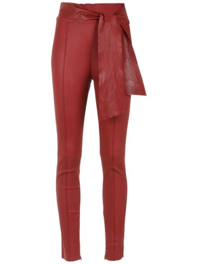 Nk Leather Skinny Trousers In Red
