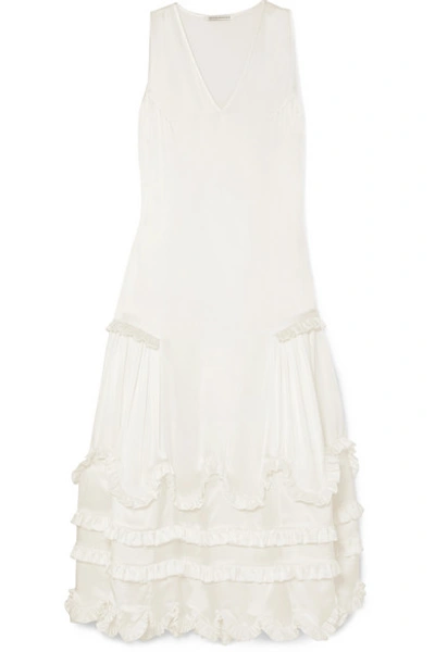 Cecilie Bahnsen Pernille Ruffled Silk-satin Maxi Dress In White