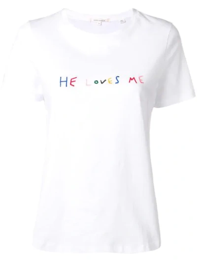 Chinti & Parker He Loves Me Embroidered Cotton-jersey T-shirt In White