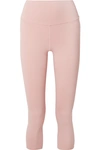 Alo Yoga Airbrush Cropped Stretch Leggings In Pastel Pink