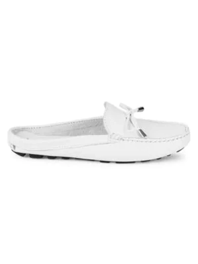 Saks Fifth Avenue Leather Flat Mules In White