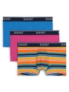 2(x)ist Men's 3-pack Stretch Cotton No-show Trunks In Bright Stripes