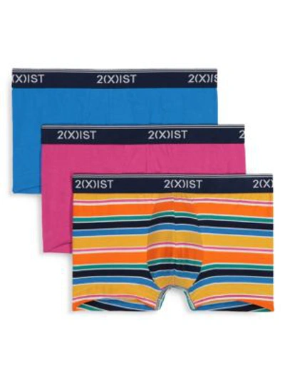 2(x)ist Men's 3-pack Stretch Cotton No-show Trunks In Bright Stripes