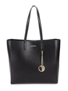 Versace Logo Leather Tote In Black