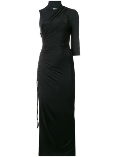 Off-white Coulisse One-shoulder Stretch-jersey Midi Dress In Black