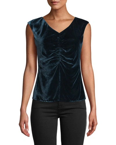 Rebecca Taylor Velvet Ruched Sleeveless Top