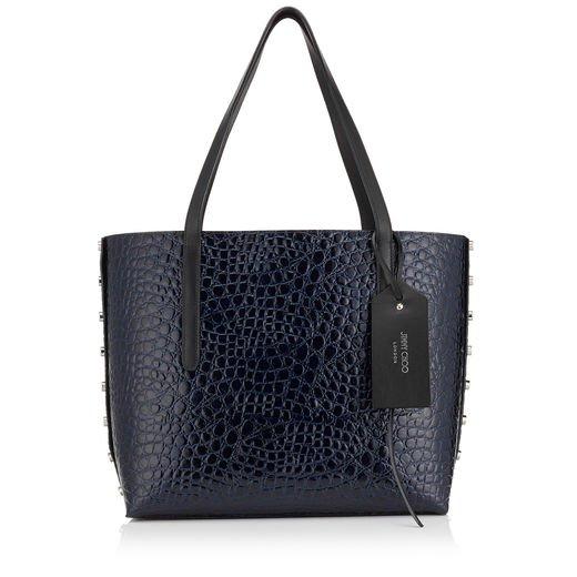 Download Jimmy Choo Twist East West Navy Mock Croc And Black Grainy ...