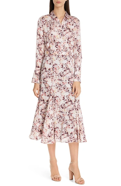 Equipment Bancort Printed Button-front Long-sleeve Dress In Prune Velvet Multi