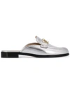 Ferragamo Viggio Reversible Gancio Bit Mules In Silver