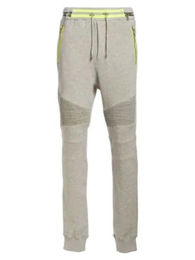 Balmain Men's Rib-panel Sweatpants In Grey