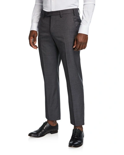Giorgio Armani Men's Classic Straight-leg Wool Trousers In Gray