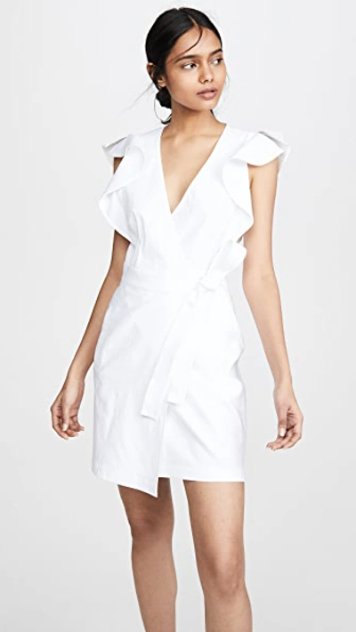 A.l.c Sidelle Linen-blend Wrap Dress In Gesso