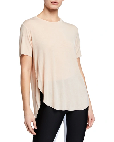 Alo Yoga Lithe Crewneck Short-sleeve High-low Tee In Light Pink