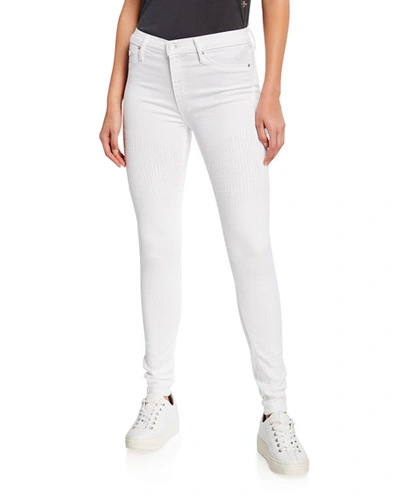 Black Orchid Gisele High-rise Super Skinny Jeans W/ Moto Detail In Snow White
