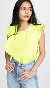 A.l.c Harris Crewneck Cap-sleeve Ruffle Top, Bright Yellow In Neon Yellow