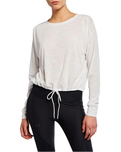 Under Armour Whisperlight Cropped Pullover Top In White