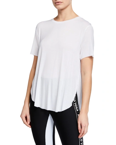 Alo Yoga Lithe Crewneck Short-sleeve High-low Tee In White