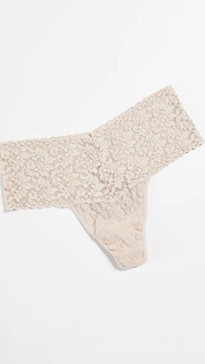 Hanky Panky Extended Size Retro Lace Thong In Chai