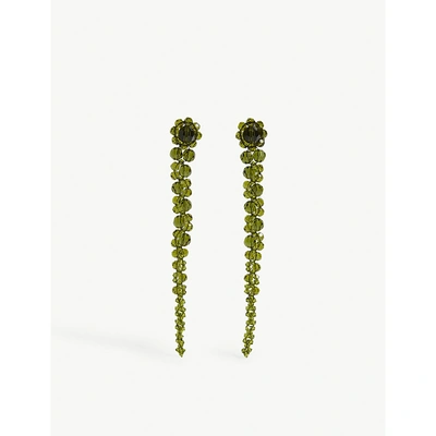 Simone Rocha Floral Beaded Drop Earrings In Khaki