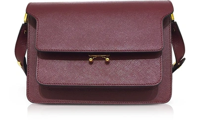 Marni Saffiano Leather Trunk Shoulder Bag In Ruby