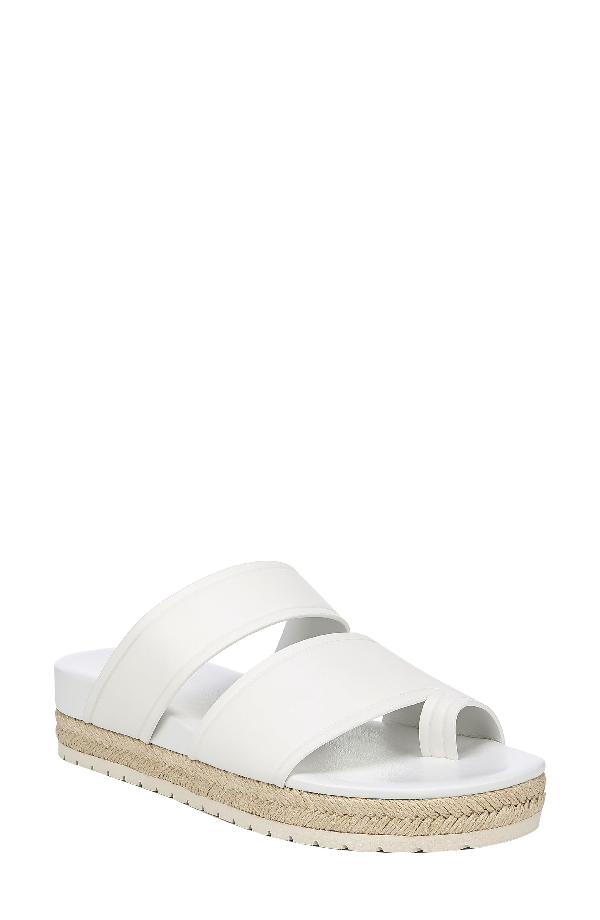 white platform slide sandals