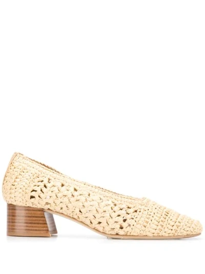 Miista Women's Noa Raffia Stacked Heel Pump In Beige Khaki