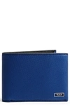 Tumi Monaco Embossed Leather Double Billfold Wallet In Navy